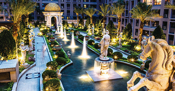 中央噴泉花園 重現歐洲宮廷美學
